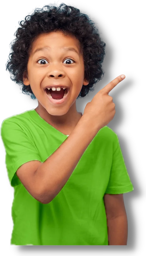 Excited boy pointing