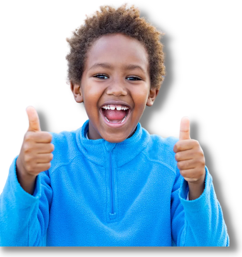Boy giving two thumbs up