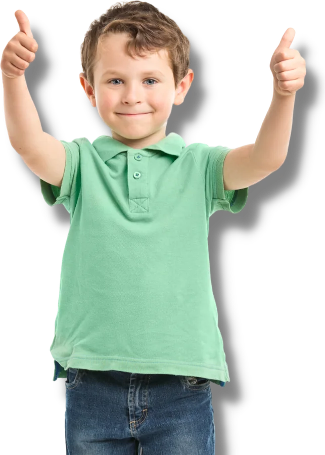 Boy giving two thumbs up